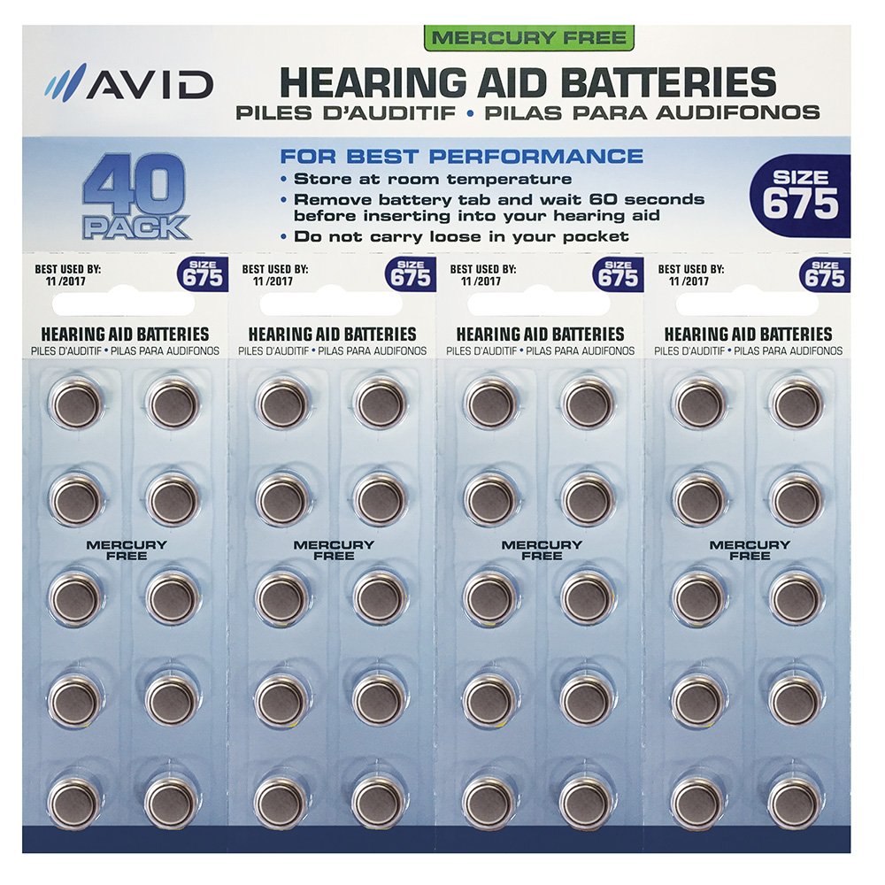 Avid Hearing Aid #675 Battery (40 Count)