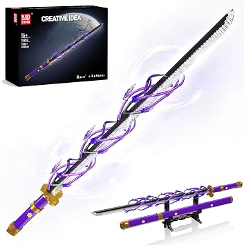 Mould King 10260 Zoro Sword Building Block Set, Anime Sword with Holder Stand & LED Light, Assembly Collectible Model Kit for Adults, Teens1801 PCS
