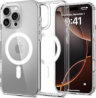 جراب حماية شفاف مغناطيسي من يو شانج، جراب حماية نحيف مع 4 زوايا مدمجة ووسادة واقية مضادة للتصادم متوافق مع موبايل آبل آيفون 16 برو ماكس 6.9 بوصة