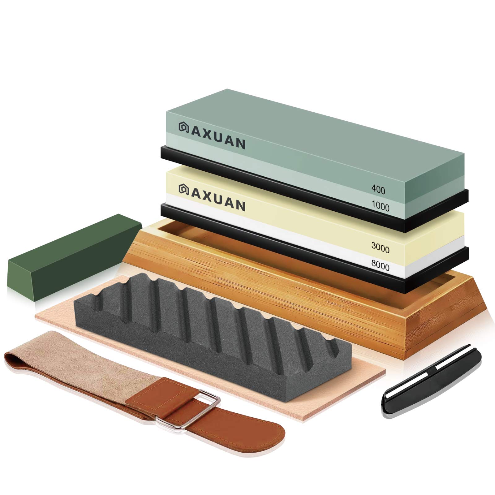 Buy Whetstone Sharpening Stone Set, 4 Side Grit 400/1000 3000/8000