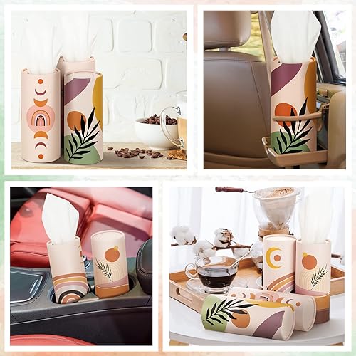 Miniatura 4 de SATINIOR 12 piezas de pañuelos redondos bohemios, soporte para pañuelos de automóvil con papel de seda facial, tubos de pañuelos redondos,