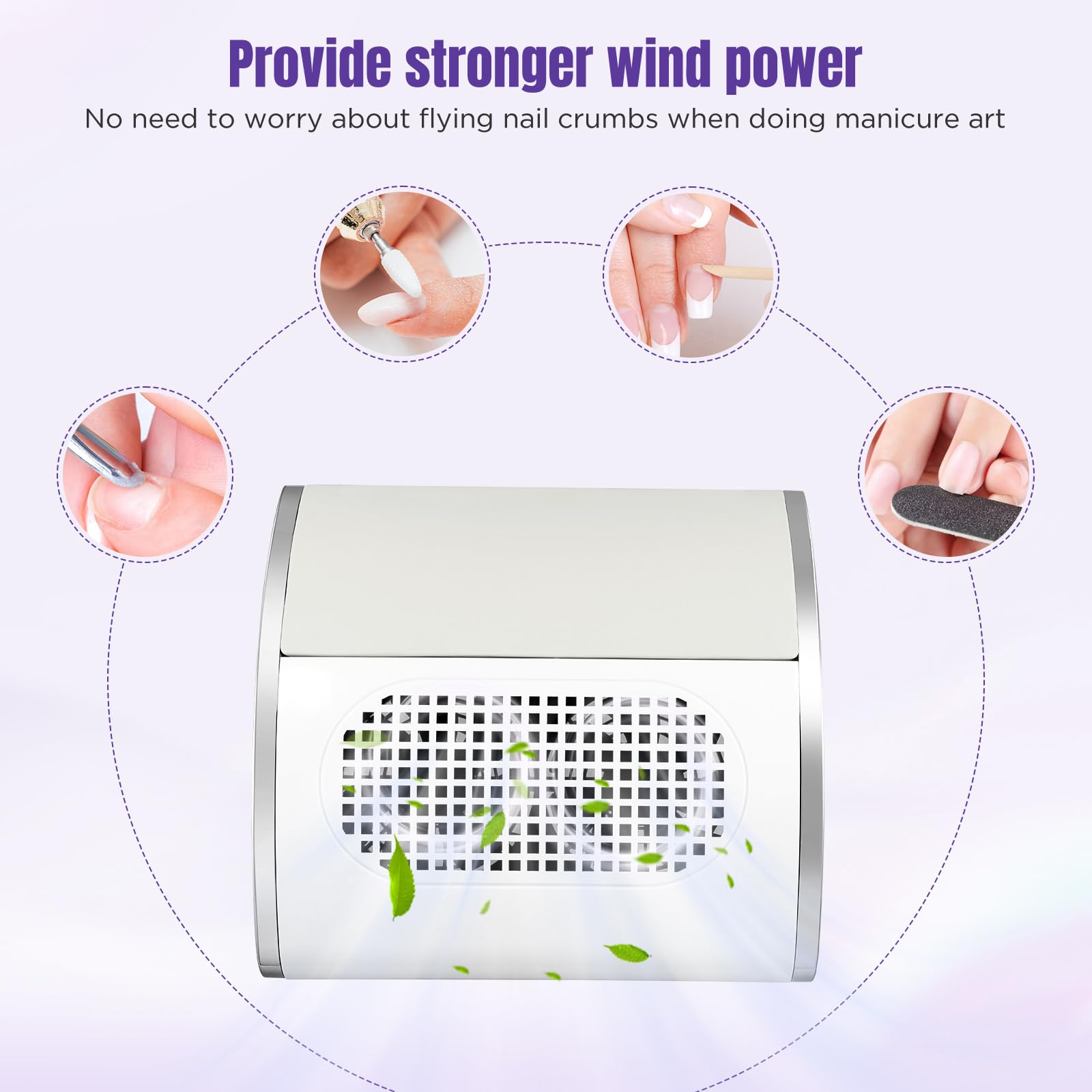Aspiratore Unghie 80W, Profesionale, Con Filtro E 2 Sacchetti, Aspiratore Per Manicure In Salone O A Domicilio(White)
