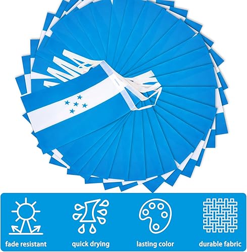 Miniatura 4 de Banderín de bandera de Honduras, pequeña mini bandera hondureña, decoración nacional de país para escuela, fiesta, eventos deportivos, 33 pies 30