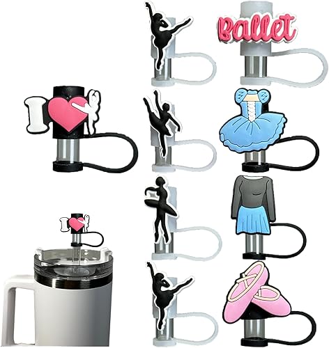 9 tapas de popote para vasos Stanley de 30 y 40 onzas, 0.4 pulgadas de ancho, bonitas puntas de silicona para cubrir popotes de silicona compatibles