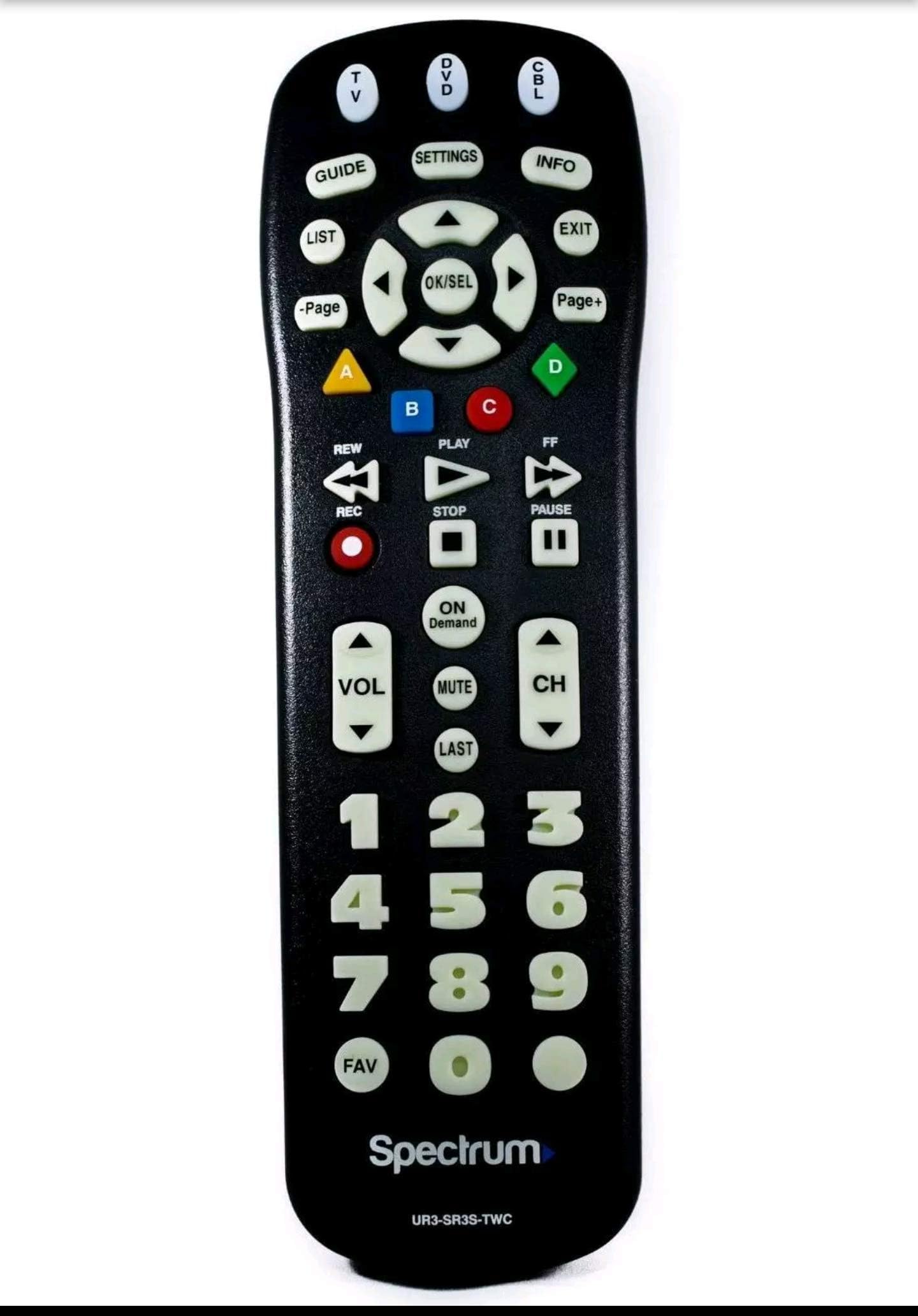 SpectrumTV Remote Control 3 Types to Choose FromBackwards Compatible with Time Warner, Brighthouse and Charter Cable Boxes (Pack of One, UR3-SR3S)