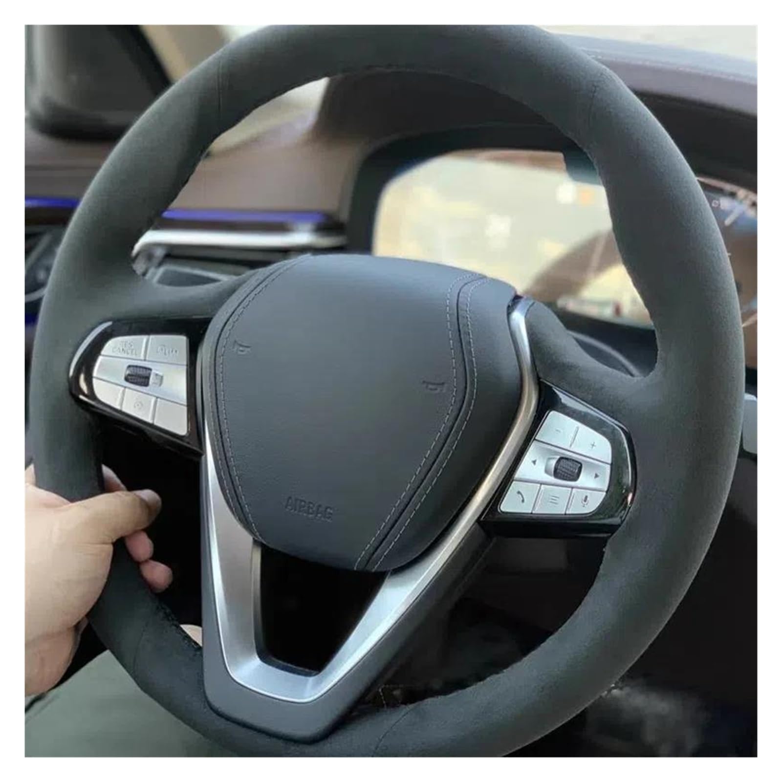 Pokrowiec na kierownicę samochodu zamszowy na kierownicę samochodu do BMW G20 G21 G30 G31 G32 X3 X5 G05 X7 G07 G01 X4 G02 Z4 G29 akcesoria osłona koła niebieska nić