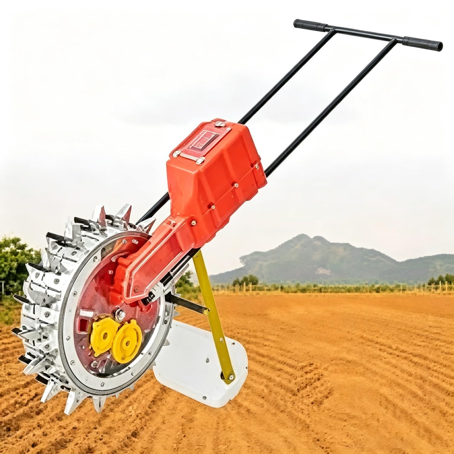Sembradora Manual de precisión, tolva de Semillas de Gran Capacidad (4-5 kg), Profundidad y espaciamiento de siembra Ajustables, para maíz, Soja, algodón y Girasol