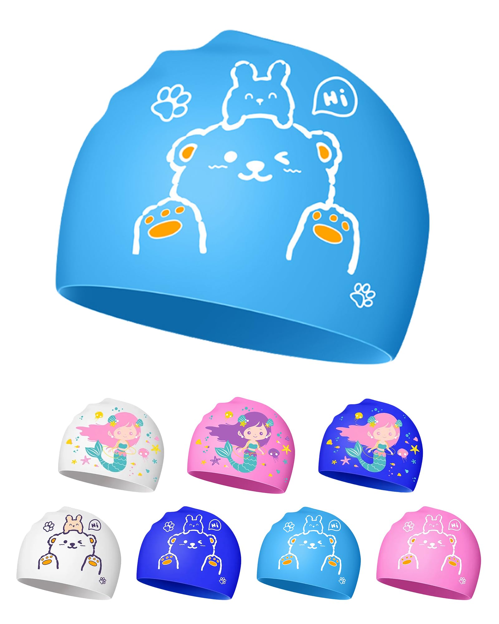 2 Cuffie Da Nuoto In Silicone Per Bambini 4-12 Anni, Blu E Rosa, Impermeabili - 4