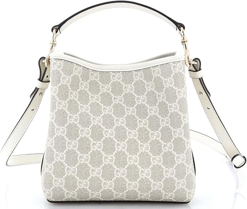 Pre-Loved GG Emblem Bucket Bag GG Coated Canvas Small, White