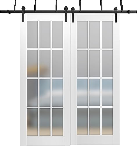 Felicia 3312 - Juego de 12 puertas correderas de cristal esmerilado, color blanco mate, Blanco, 3312