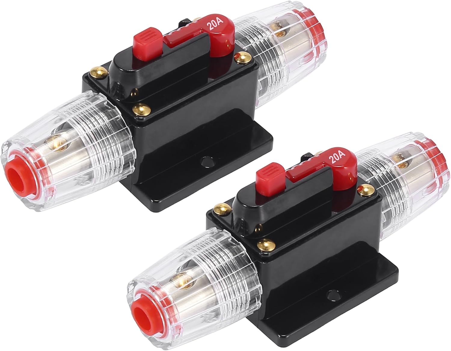 X AUTOHAUX 2pcs Car Manual Reset Waterproof Stereo Audio Fuse Holders Inverter Circuit Breaker 20A