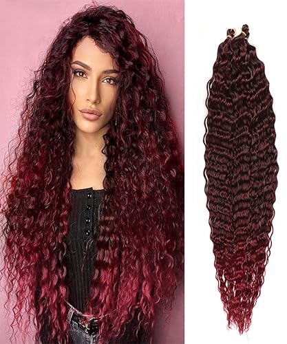 Cypsin 3 paquetes de cabello ondulado de ganchillo con gancho de ganchillo, cabello trenzado de onda profunda de 30 pulgadas de largo para mujeres,