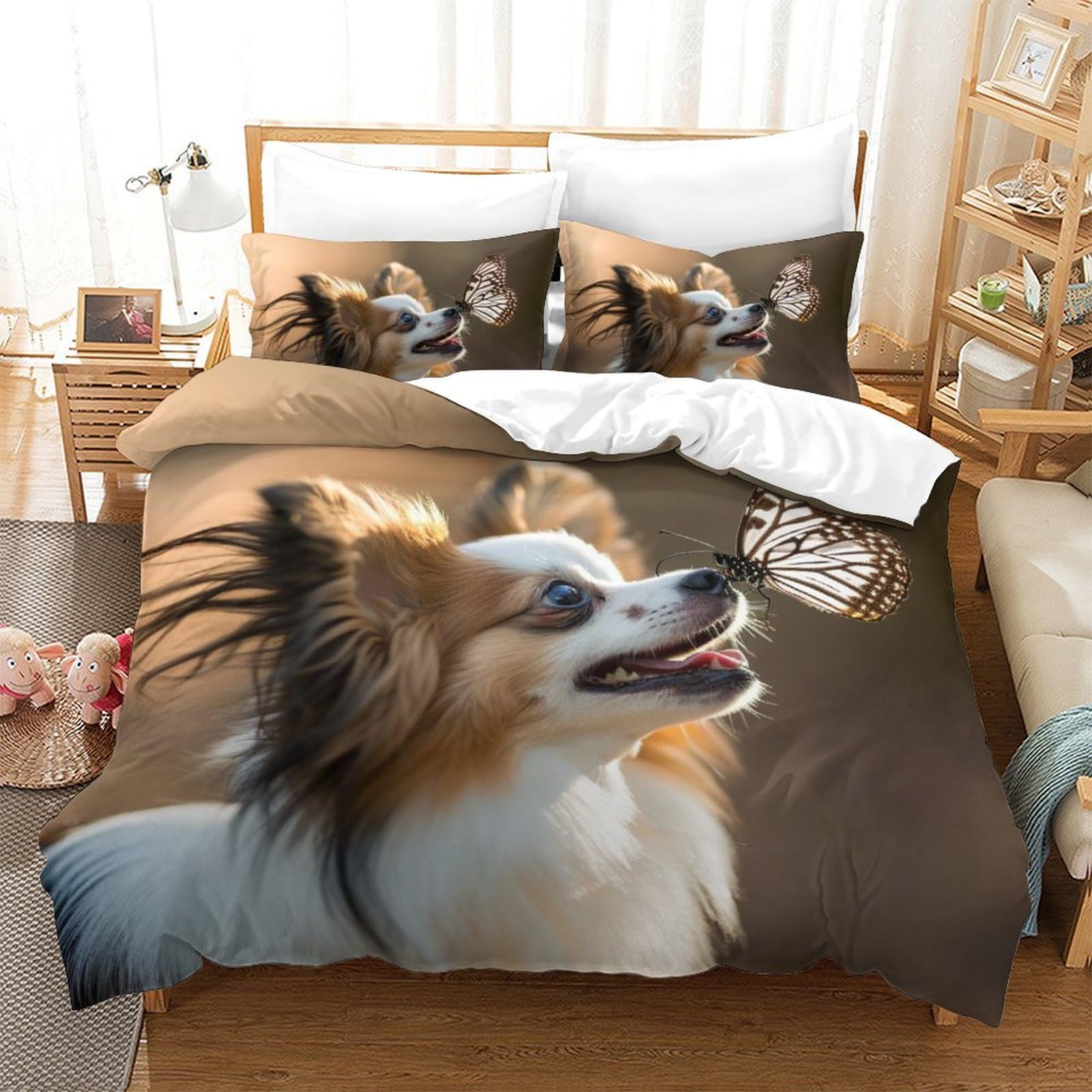 Housse de couette Chien Papillon 3D : créez un cocon douillet dans la chambre des ados