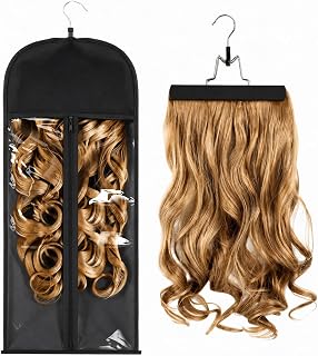 Hair Extension Hanger with Storage Bag Wig Holder Storage Bag Bundles Hairpieces Ponytail Wig Carrier Case