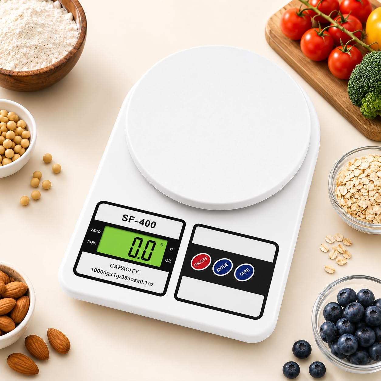 Himanya SF-400 Digital Kitchen Weighing Scale Machine | 10Kg x 1g Precision | Food Scale with LCD Display for Cooking, Baking, Meal Prep & Healthy Diet | (White)-picture-12