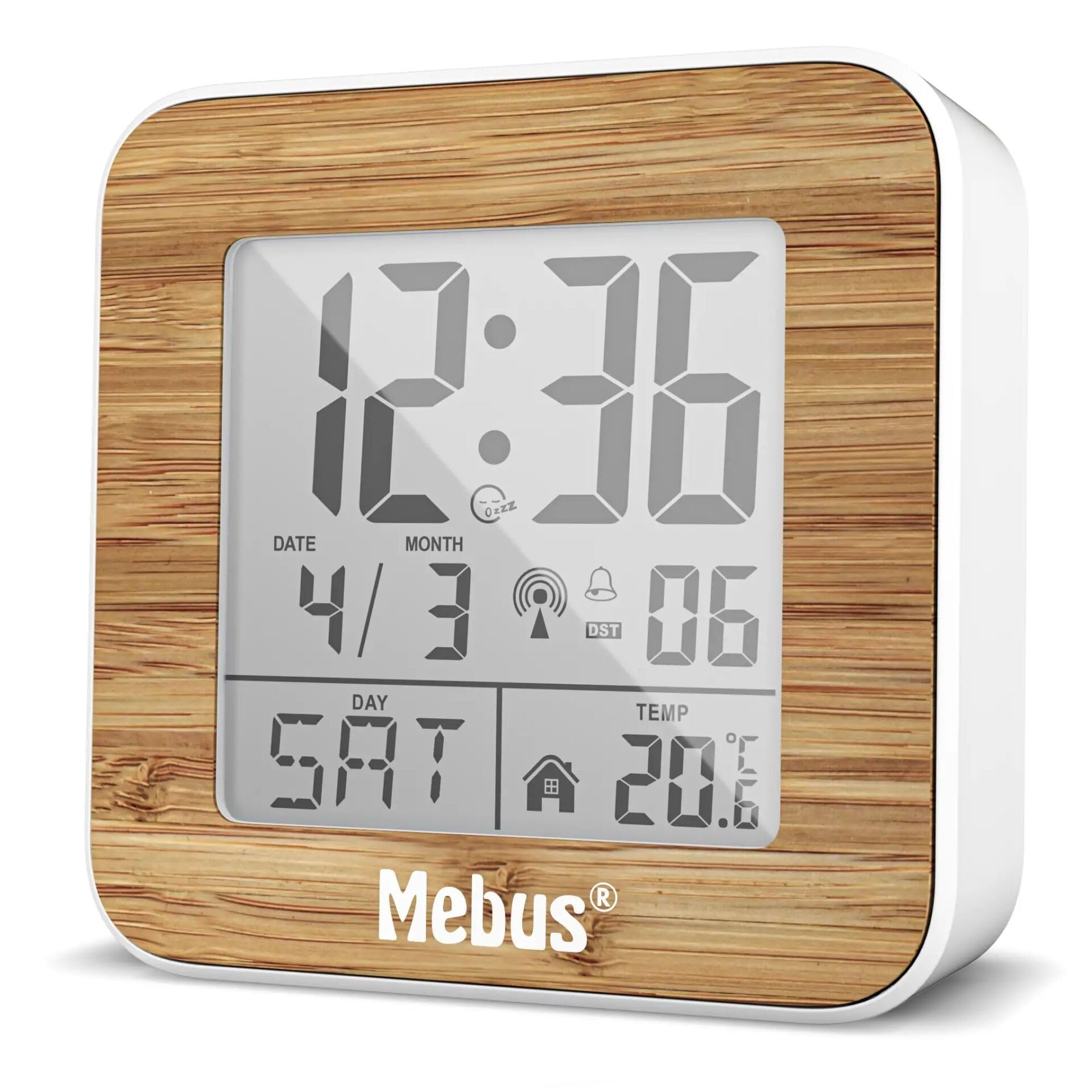 Radio despertador digital Mebus 27247 reloj de sobremesa con alarma y pantalla blanca
