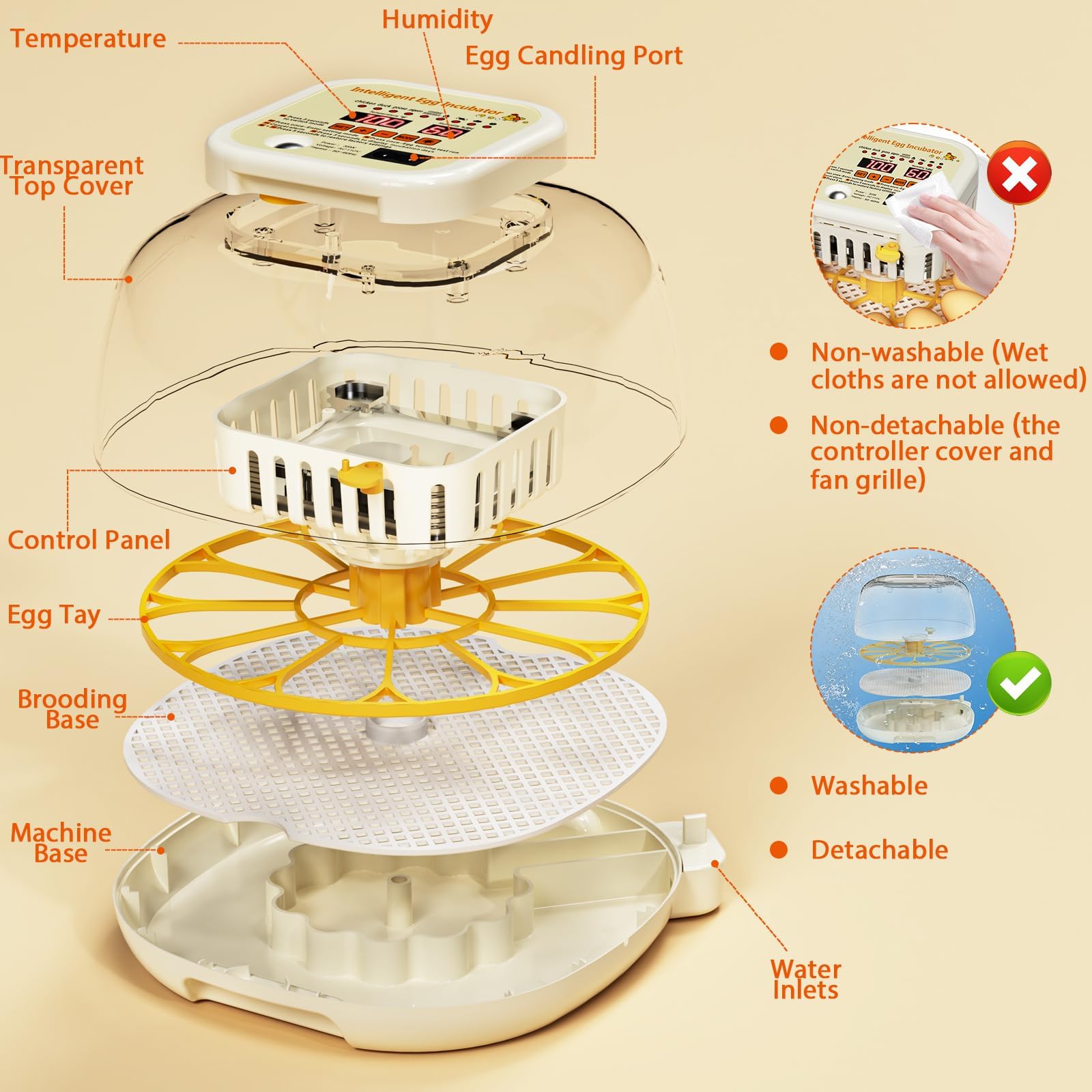 Incubatrice per Uova, Incubatrice per Uova Automatica, È Possibile Osservare la Temperatura, L'umidità e I Giorni di Incubazione, adatto per Uova, Uova di Anatra, Uova D'oca, Uova di Quaglia