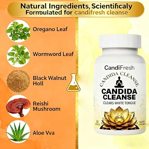 Miniatura 7 de Candifresh Cleanse, Suplemento de apoyo intestinal a base de hierbas con orégano, ajenjo y nogal negro, 60 cápsulas