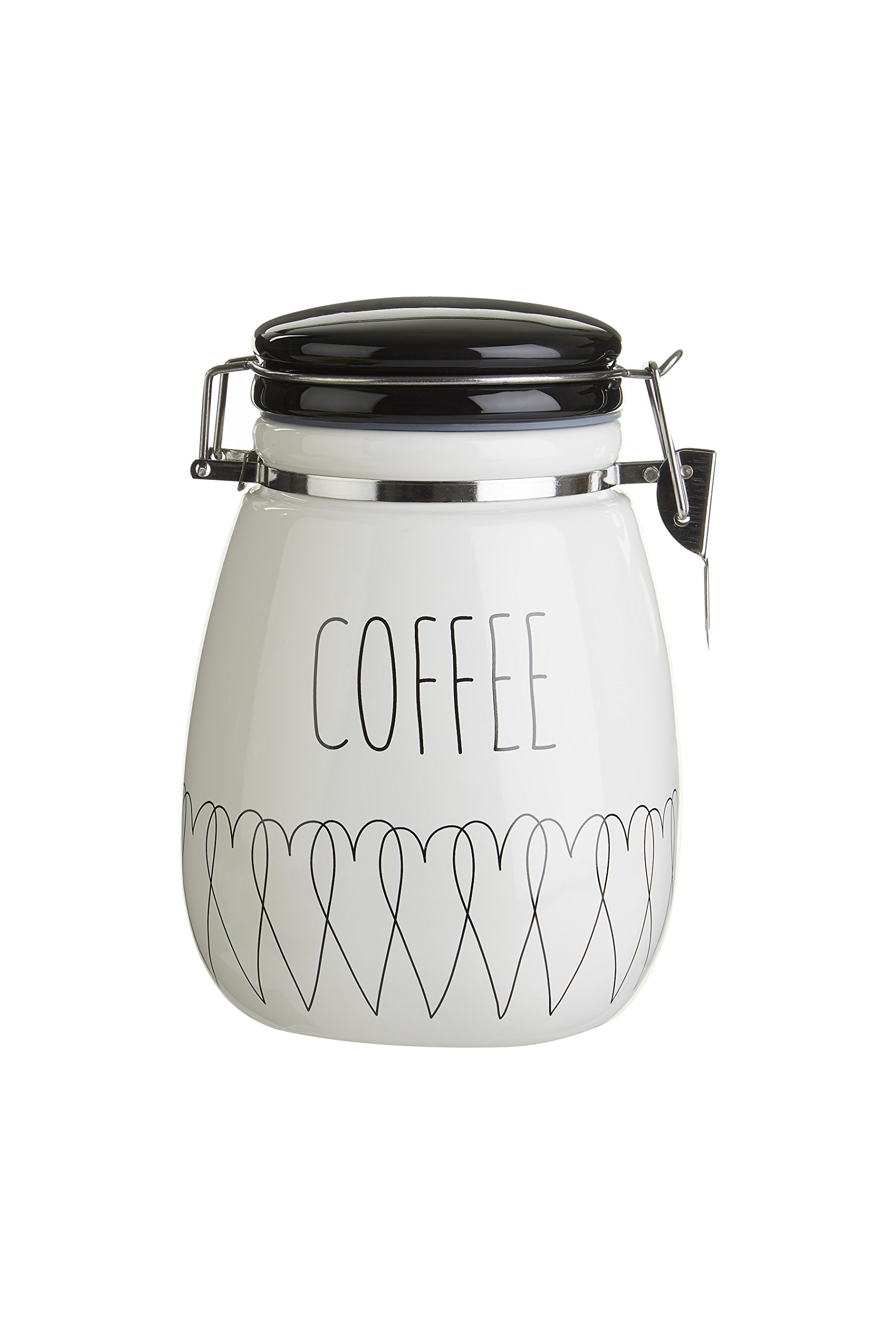 Premier Housewares Maison By Premier Heartlines Coffee Canister - Single Canister White/Black