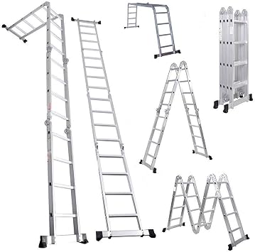 4.7M Multi-purpose Ladder Foldable Ladder Aluminum Step Ladder 14 in 1 Combination Ladder with Platform Lightweight