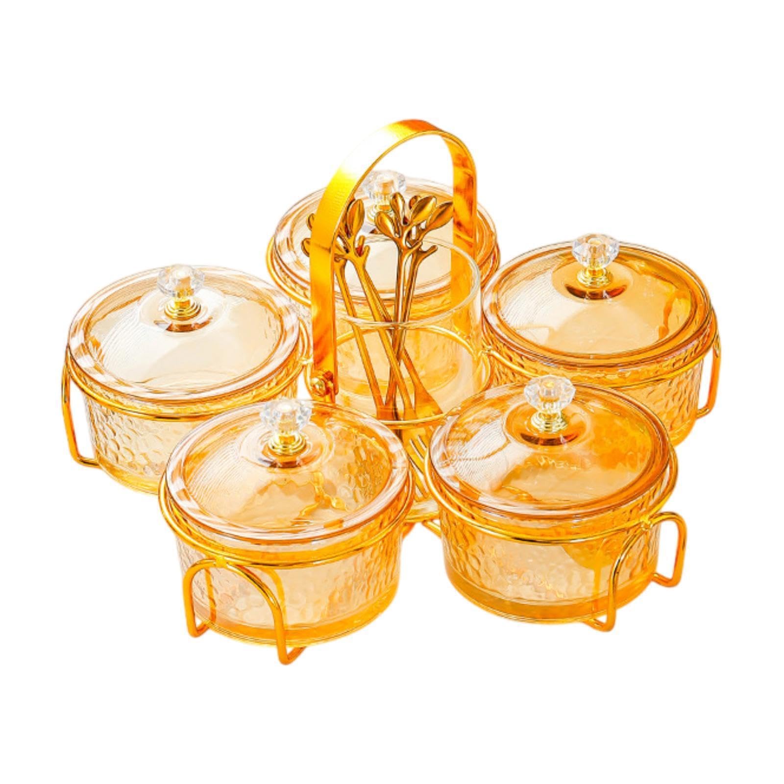 PIXZCSA Multi Function Snack Serving Tray Organizer Enhances Presentation Of Favorite Treats While Keeping Organized Fruit Container With Lid Tray Snack, amber, 16x24cm