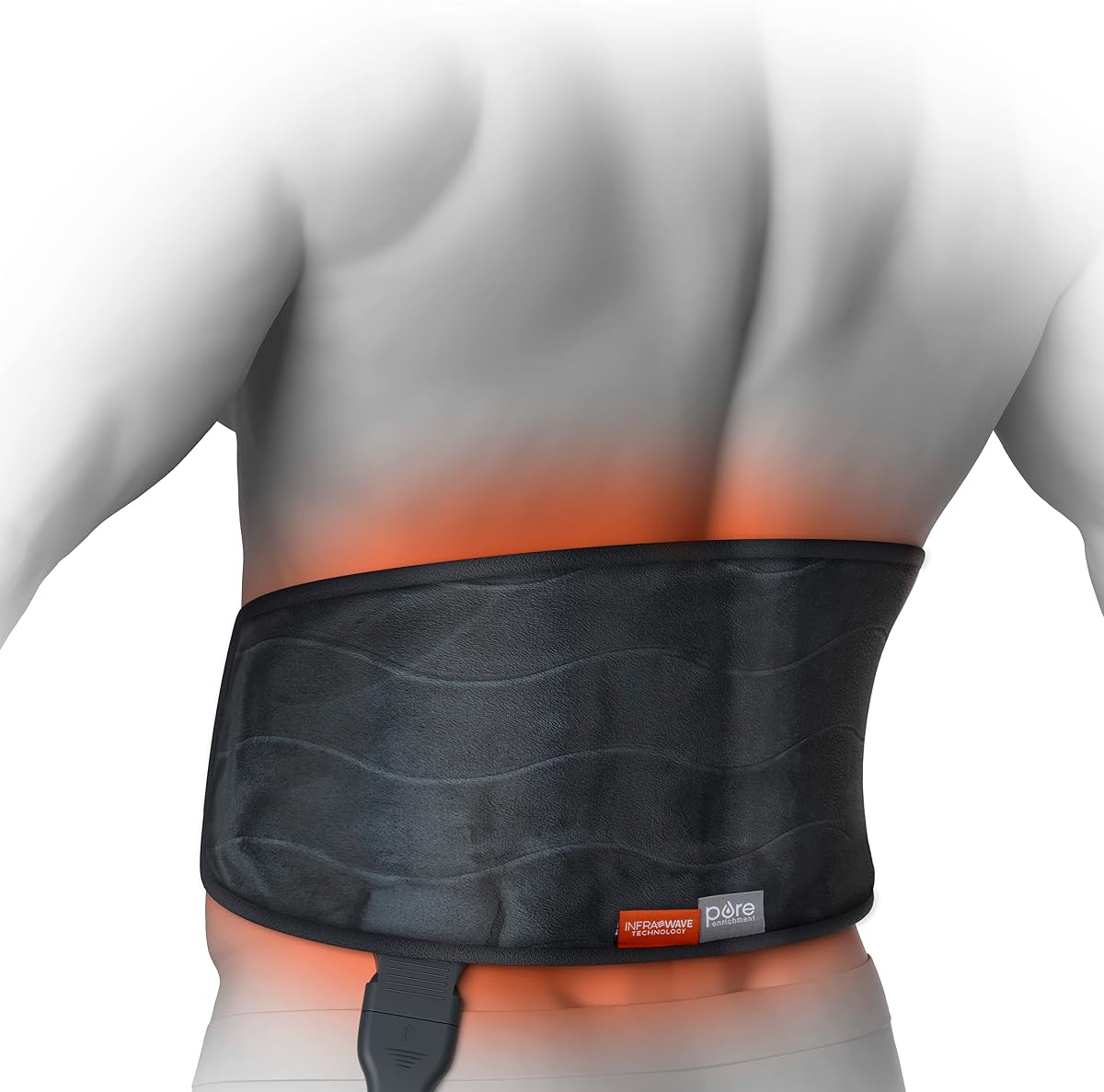 PureRelief Pro Far Infrared Universal Heat Wrap - Deep Muscle Relief for Back, Neck, Shoulder, & Knee Pain in Athletes, 4 Heat Settings, Dry/Moist Heat, Lumbar Heating Pad (Iron Gray)