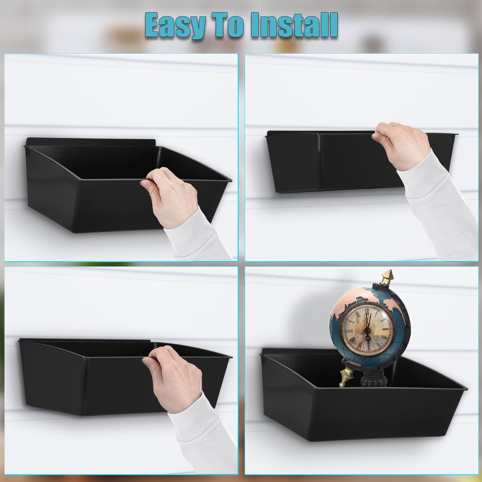 Sumnacon Slatwall Bins - 4 contenitori portaoggetti grandi per garage, in plastica, per riporre accessori da garage, impilabili, organizer per attrezzi per officine, centri commerciali