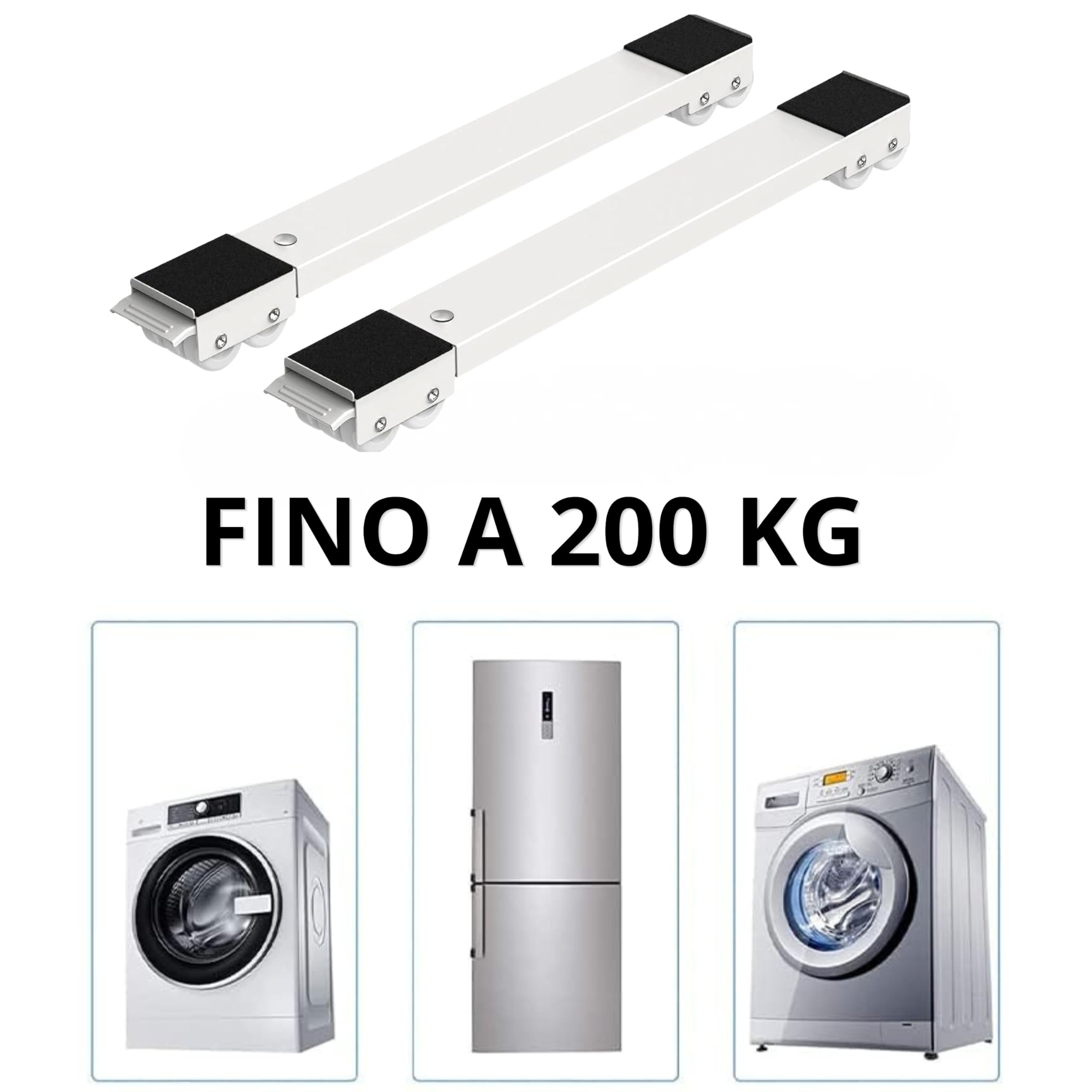 YASTA Supporto Lavatrice Frigorifero Asciugatrice Carrello Con Ruote Elettrodomestici Base Sposta Mobili Pulizie Difficili Regolabile DA 43 a 69 cm con Freni Antivibrazione Peso Massimo 200 Kg