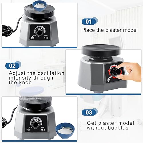 Miniatura 5 de Vibrador dental de laboratorio de 4 pulgadas, 100 W, yeso oscilador de agitador redondo, para modelos de vertido, fundición de resina, hogar, escuela