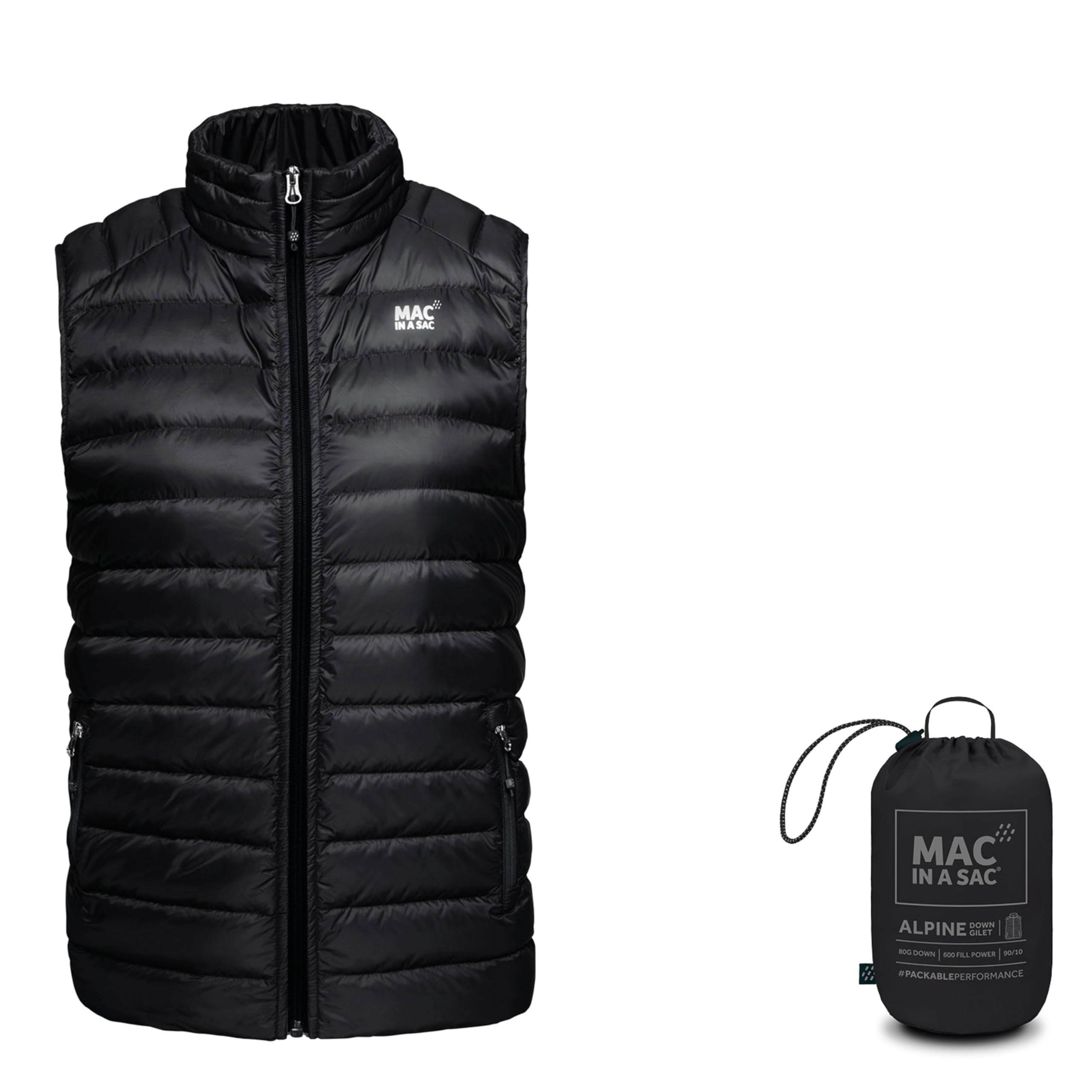 Mac in a Sac Alpine Mens Packable Down Gilet - Water Repellent, Lightweight, Extra Warm Bodywarmer With Zip Up Pockets, 90% Down, 10% Feather