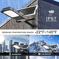 Vista 8 de Gebosun Luces de calle solares LED de 200 W, 66000 lm 6000 K, impermeable, luz de inundación solar para exteriores, luz de patio de seguridad