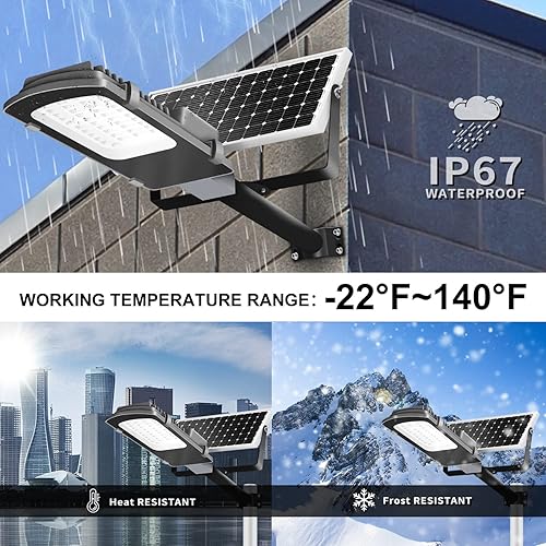 Miniatura 4 de Gebosun Luces solares LED para exteriores de inundación, IP65, impermeable, luz de área de seguridad del atardecer al amanecer, 6000 K para patio,