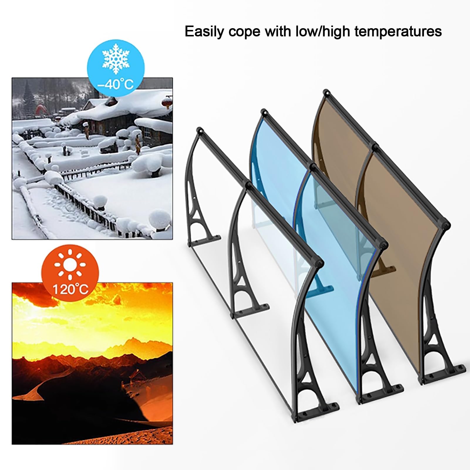 Marquesinas Exterior Tejadillo Proteccion Lluvia, Techo Toldos de Aluminio de Entrada, Puertas Ventanas Toldo de Policarbonato con Fregadero Grande, Protección Contra La Lluvia Y La Nieve ( Color : Gr