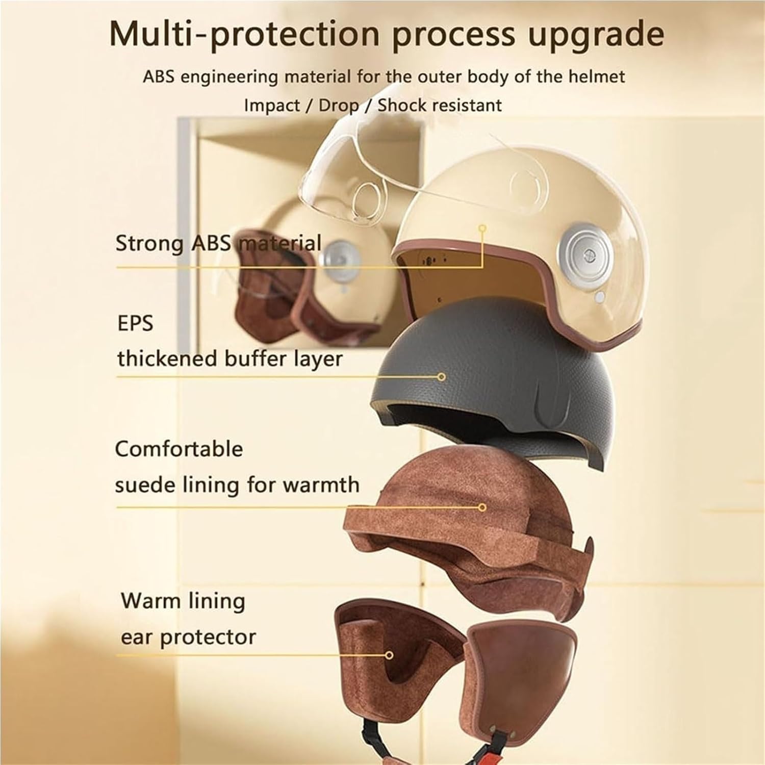 Retro Kids 3/4 Motorcycle Half Helmet,DOT Approved Vintage Toddler Open Face Electric Scooter Bicycle Vespa Helmet with Visor,Child Boys Girls Dirt-Bike Go-Kart Moped ATV Helmet