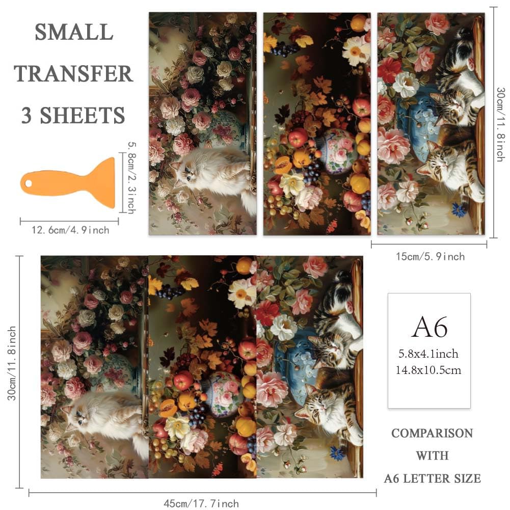 OLYCRAFT Transferfolien Set - 6 Blütenmotive 15x30cm Für Möbel & Basteln