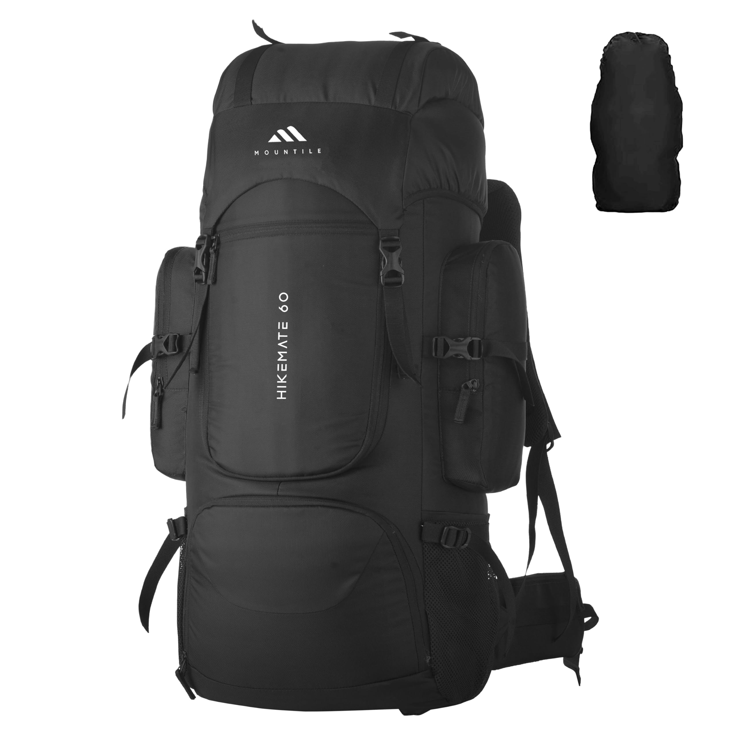 MOUNTILE HIKEMATE 60L Travel Backpack with Water Proof Rain Cover, Shoe Compartment - Camping Hiking Rucksack Trekking Bag - MTL02