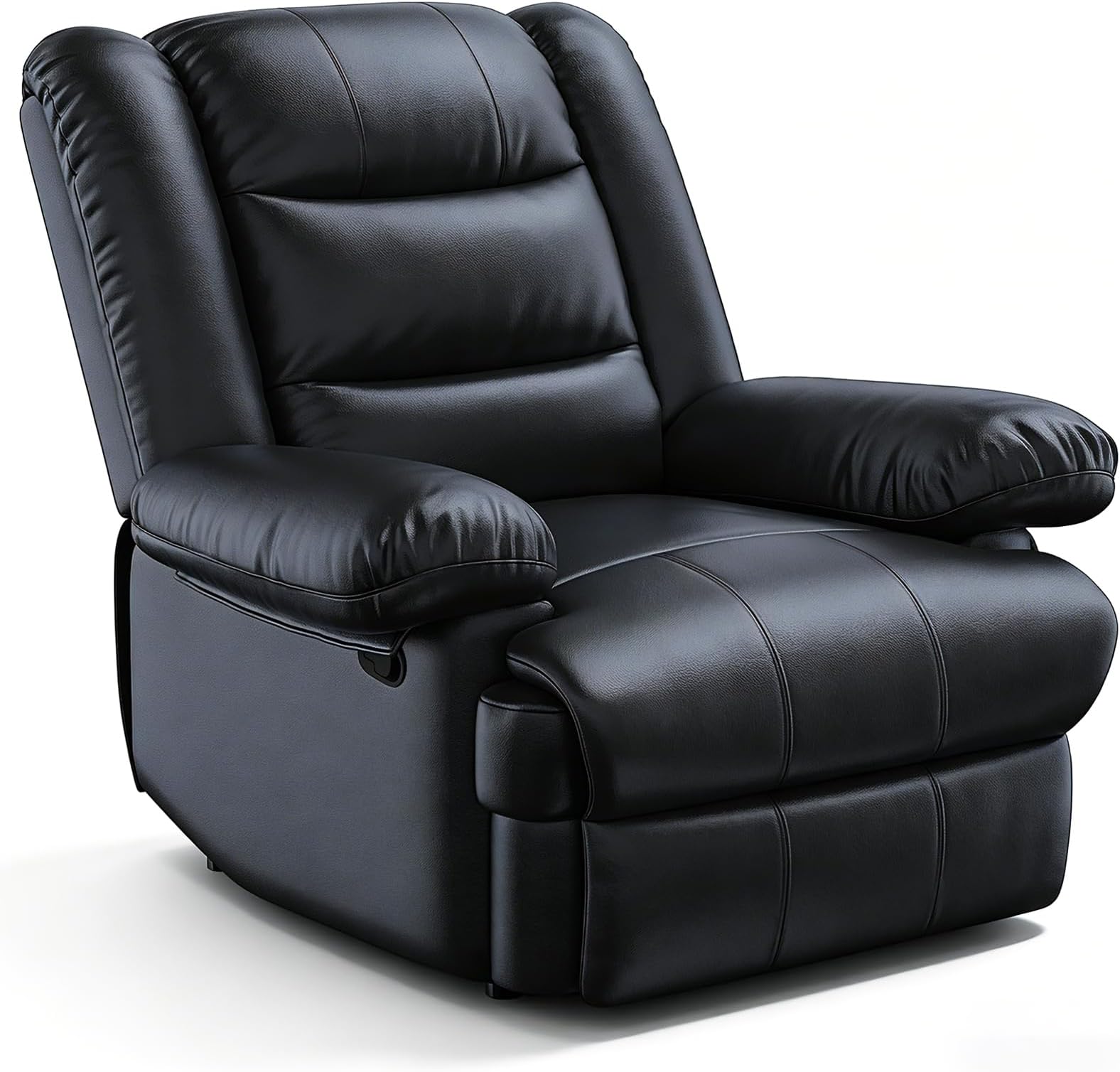 Recliner Armchair Reclining Chair Padded Seat Single Sofa Lounge Seating Manual Adjustable Legrest and Backrest PU Leather Couch Chair for Living Room Bedroom Home Theater Cafe (Black)