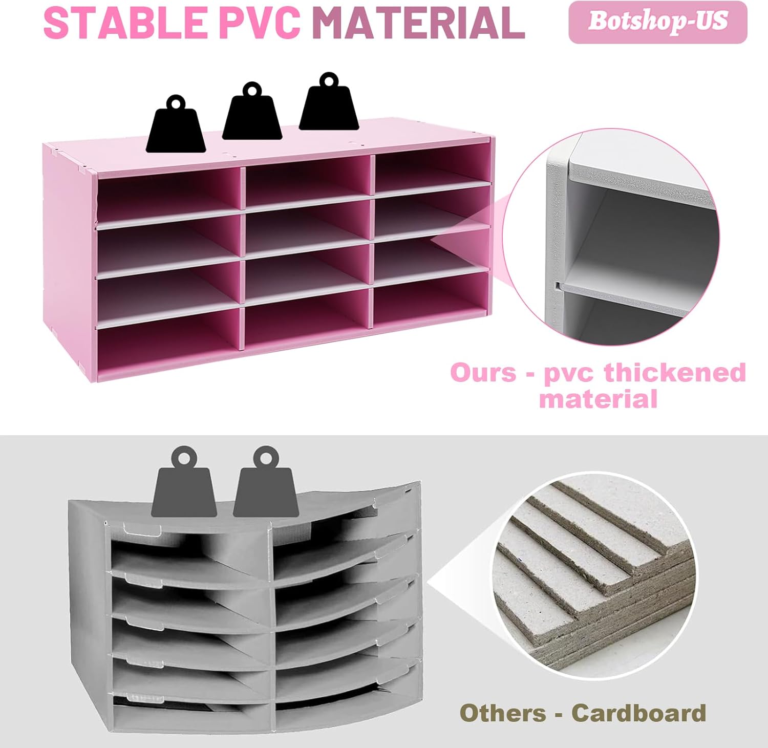 Gdrasuya10 12 Compartment Office Literature File Organizer Mail Sorter Paper Holder Bill Storage Organizer Student Mailbox for Classroom Desktop Letter Sorter Shelf for Home School, Pink