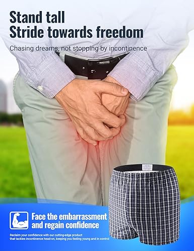 Miniatura 8 de Paquete de 2 calzoncillos de incontinencia para hombre, reutilizables, lavables, para incontinencia urinaria, talla XL, cuadros azules