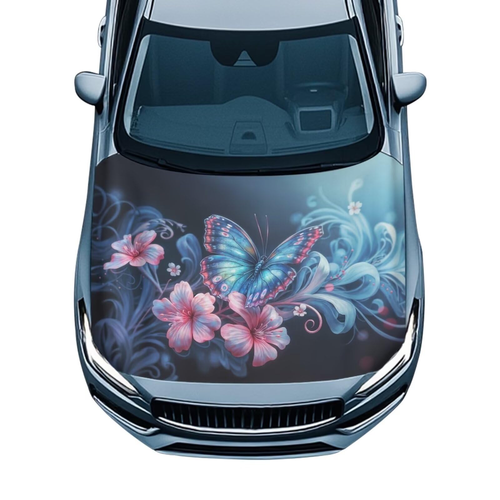 Butterfly Flower Hood Covers for Cars, an All-Weather Waterproof Car Cover with a Windshield Snow Cover for Cars, Trucks, and Vans