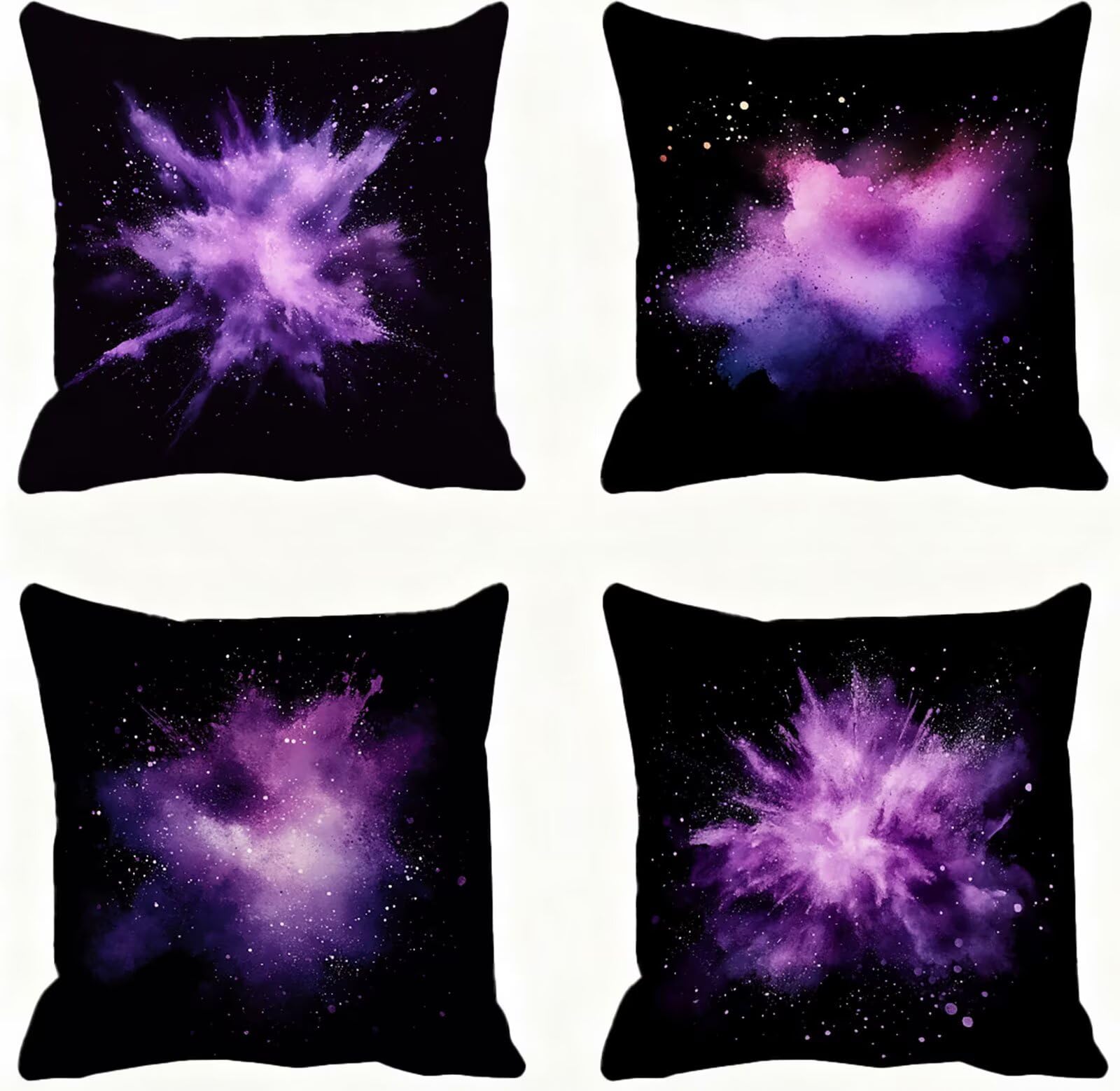 Protege oreiller 60 x 60 violet noir housse coussin canape lot de 4