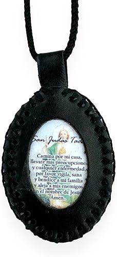 Miniatura 3 de San Judas Negro con Oración en Español Escapulario Collar Escapulario San Judas Tadeo Collar, Cuero sintético, No es una piedra preciosa