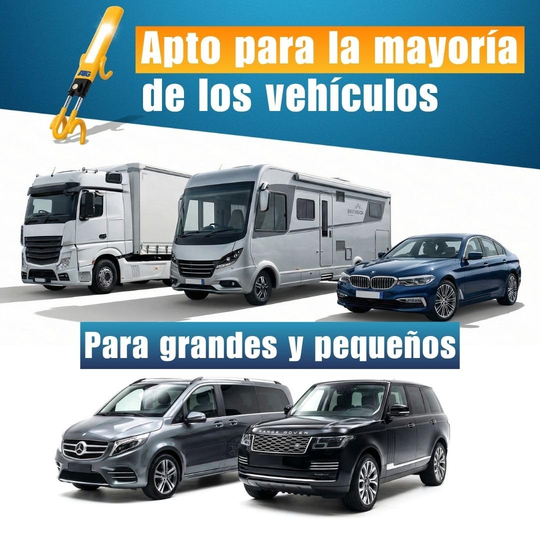 ATG Bloqueo Volante Coche – Antirrobo Coche, Antirrobo Volante & Barra Antirrobo para Auto, SUV, Van, Furgoneta y Autocaravana – Acero Endurecido, Protección Antitaladro