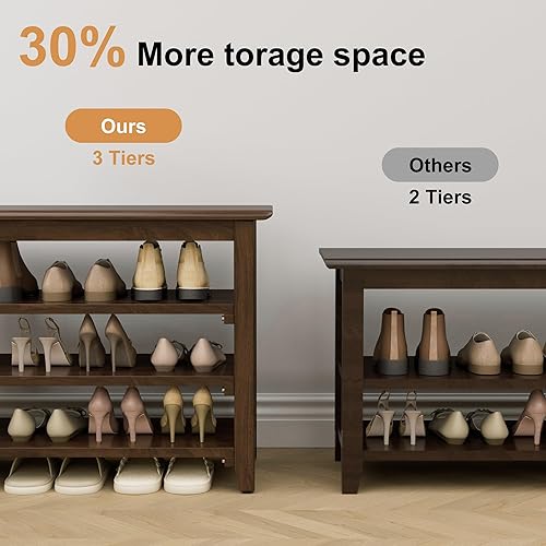 Miniatura 28 de Zapatero organizador de 3 niveles, 4 pares de banco de almacenamiento de entrada para pasillo, dormitorio, sala de estar, dormitorio, soporta hasta