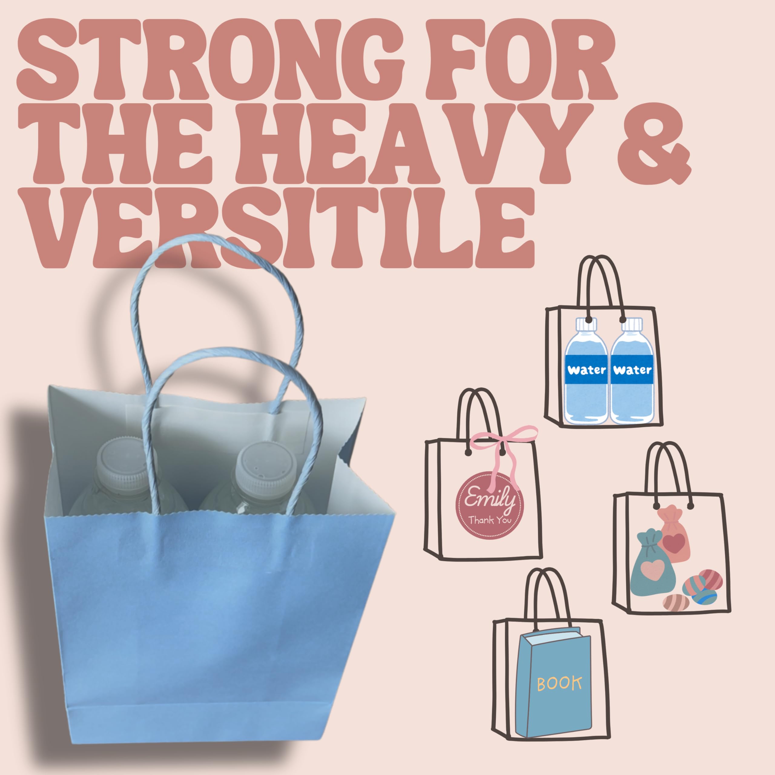 Bon et Beau Bolsas de regalo de papel arcoíris pastel, 30 paquetes, 6 colores surtidos, 5.9 x 8.25 x 3.15 pulgadas, pequeñas bolsas de papel kraft con asas, perfectas para cumpleaños, baby showers