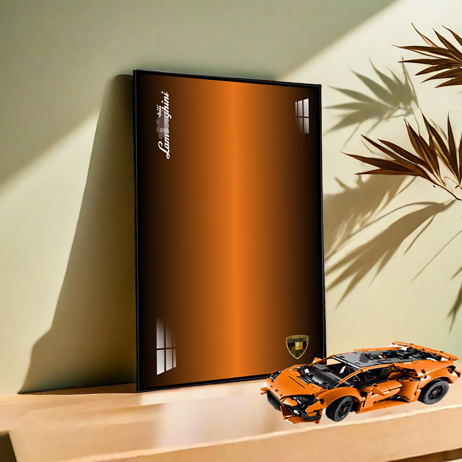 Display Wallboard for Lego Technic 42196 Lamborghinl Huracán Tecnica Orange Car or Adults,Gift ldeas for Lego Car Wall Mount Enthusiasts,Compatible with Lego,, Wall Mount,Only Wallboard
