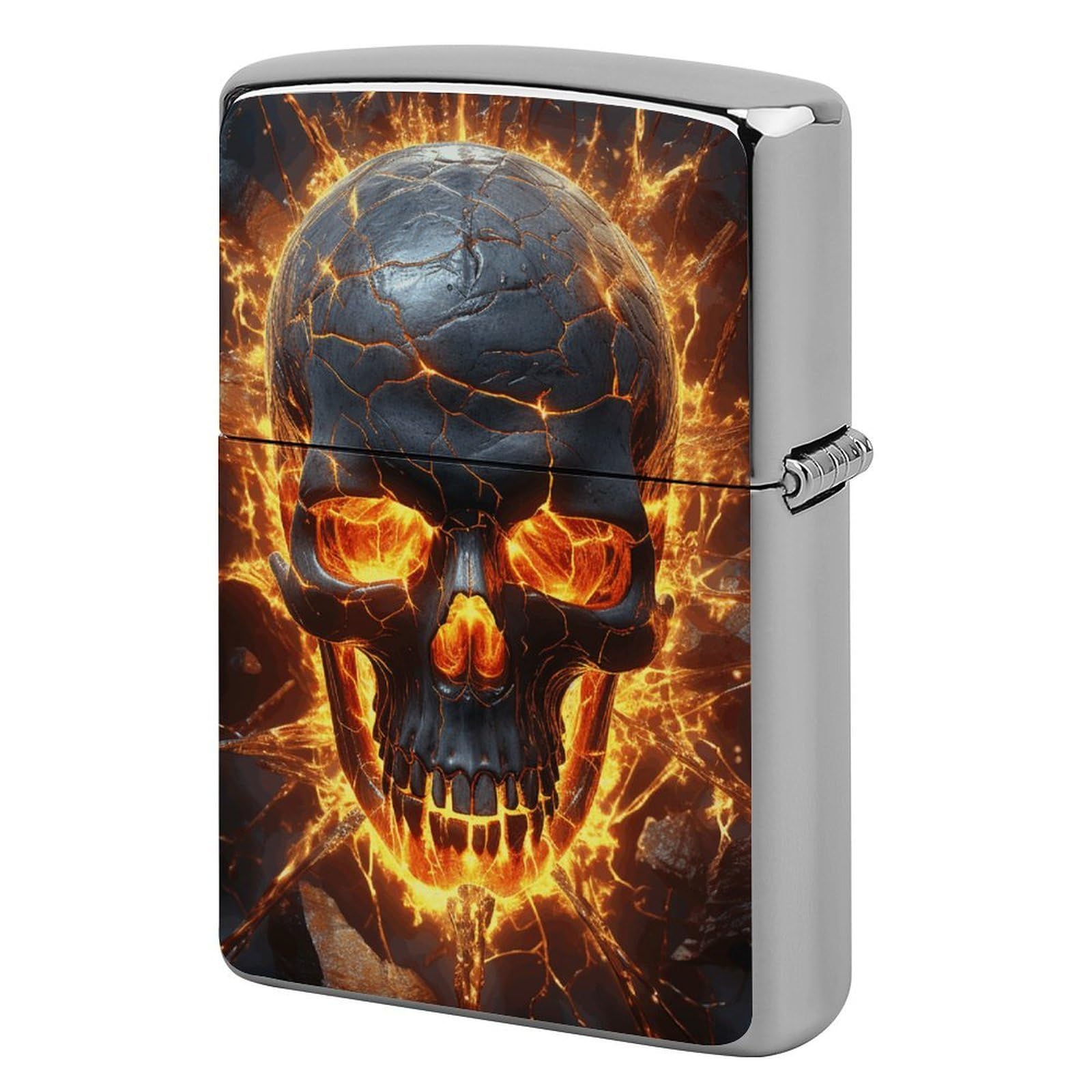 Shattering of Skull Lighter Cover for Men, Personalized Lighter Case for Birthday Gift, Flip-Top Lighters Protective Cover, Portable Lighters Shell for Outdoor, Travel