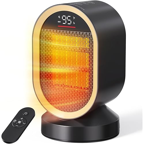 BREEZOME Space Heaters for Indoor Use, 1500W Fast Heating Ceramic PTC Space Heater with Thermostat 24H Timer, 85°Oscillating Quiet Electric Heaters for Indoor Office Desktop Home