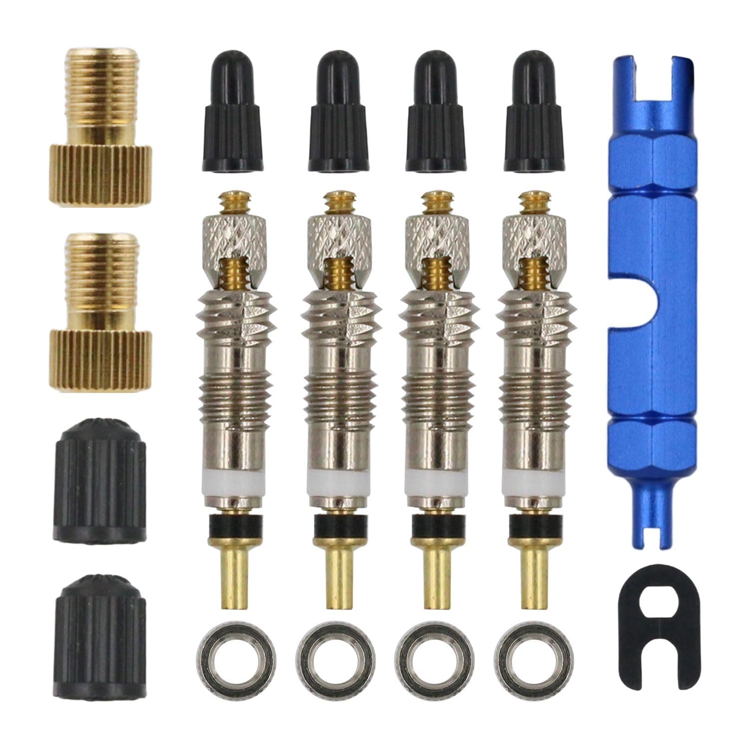 KKLM スーパーバルブ 【18点セット】フレンチバルブ交換キット コアツール スーパー18点セット フレンチ 交換キット コアツール 修理工具 コア チューブレス交換コア除去 パンク防止 自転車タイヤ適用