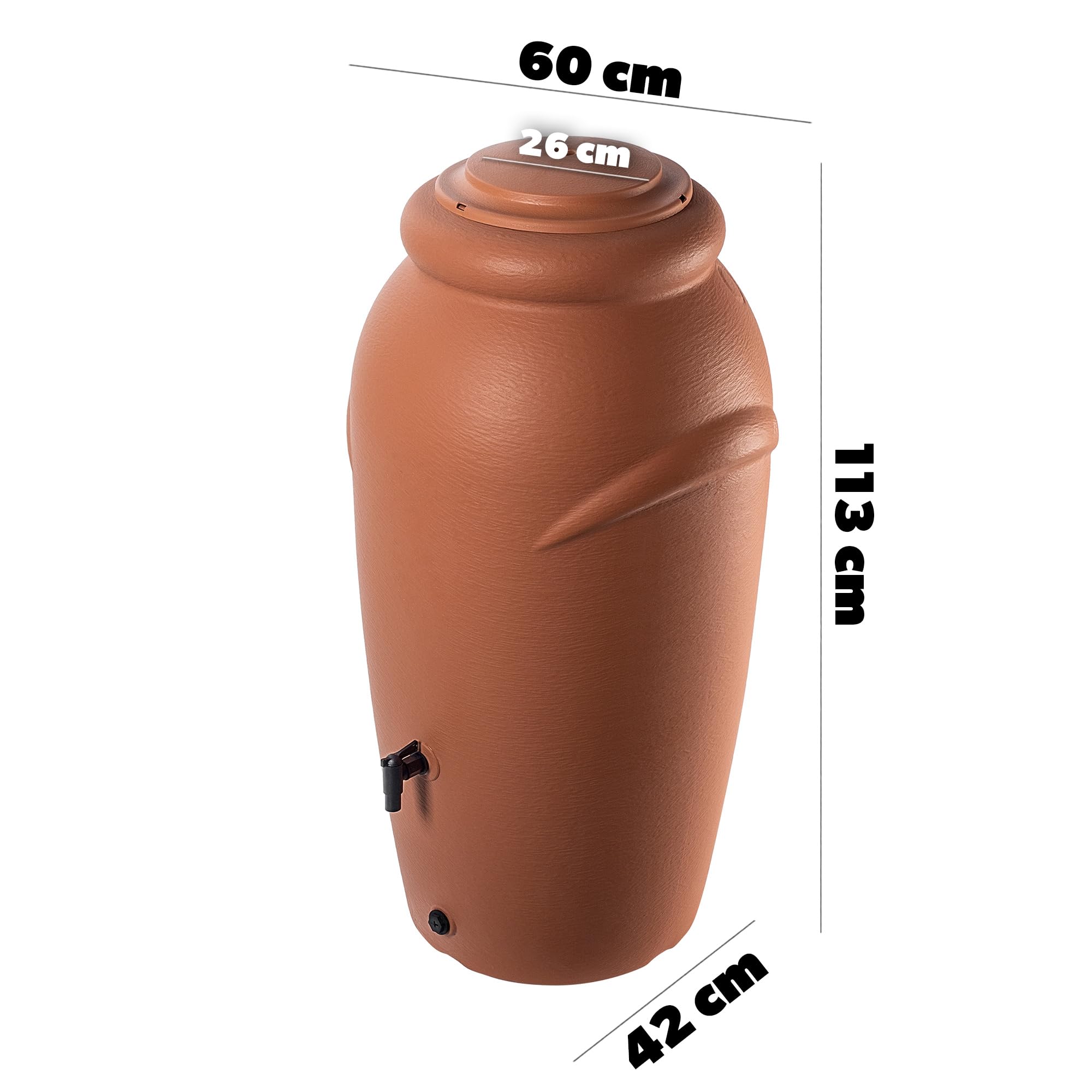 KADAX Zbiornik na deszczówkę 210 l, mrozoodporny, z kranem, donicą i pokrywą, dekoracyjny, do ogrodu, oszczędza wodę